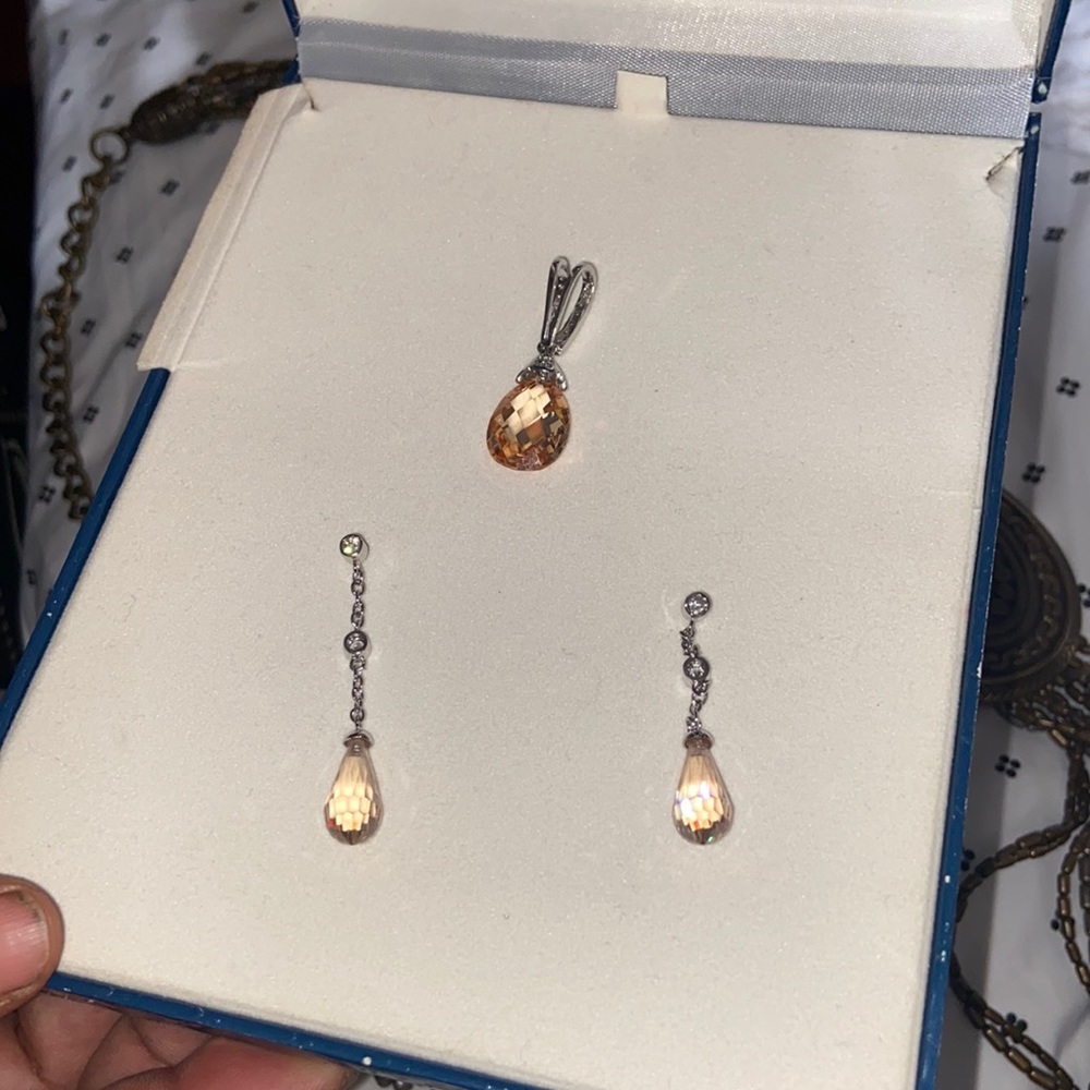 Sterling silver earrings and pendant for a necklace